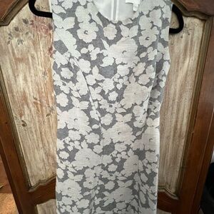 Hugo Boss Gray and White Sheath Midi Dress